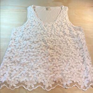 J. Crew White Floral Lace Front Tank Top Sz S